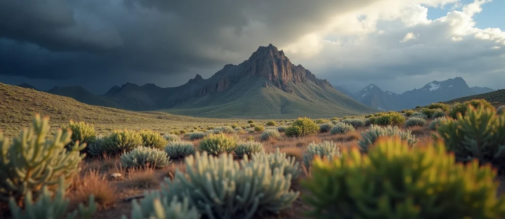 Symbolizing Stability/Peak: A local Indian Paintbrush solid mountain ridge. - AI Generated