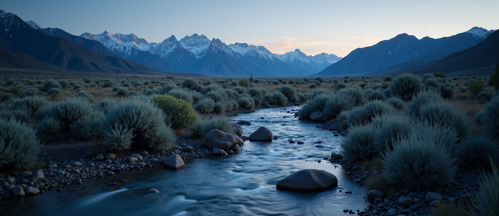 Symbolizing Flow/Cleansing: A local Sagebrush (Artemisia tridentata) hidden small waterfall. - AI Generated