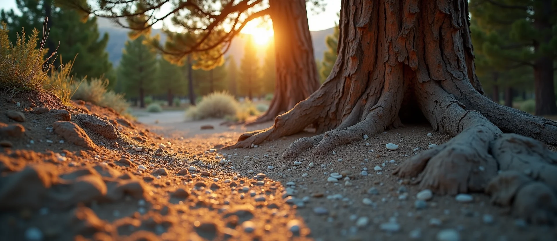 Symbolizing Growth/Resilience: A local Ponderosa Pine sturdy weathered tree trunk. - AI Generated