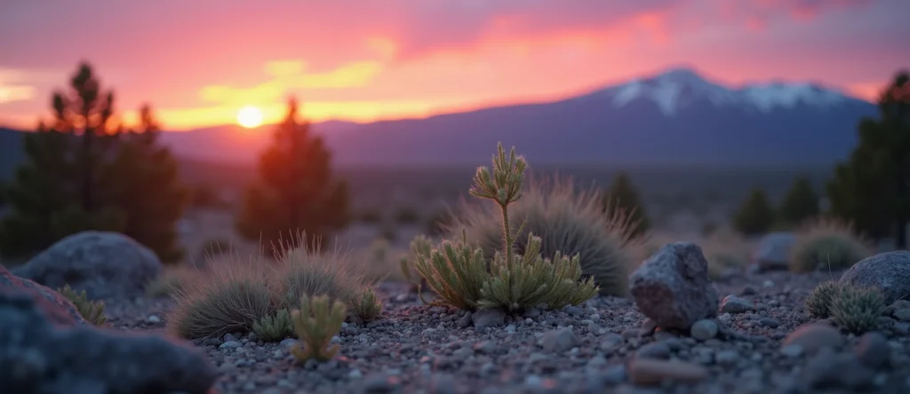 Symbolizing Seed/New Beginning: A local Sierra Juniper sprouting sagebrush seedling. - AI Generated