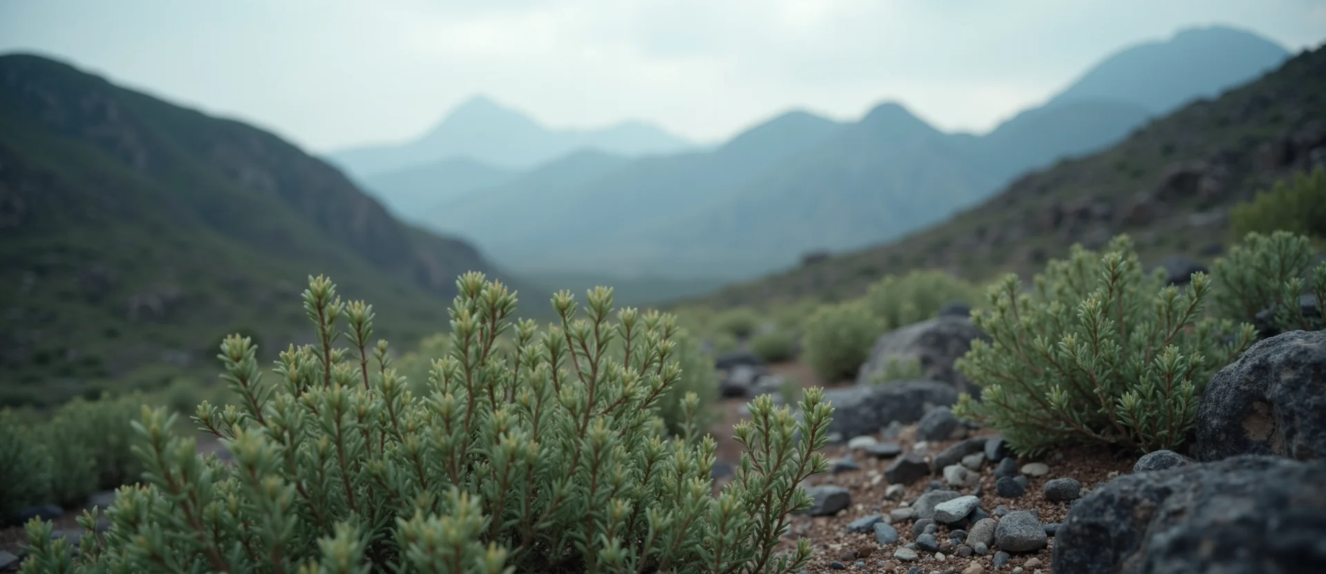 Symbolizing Flow/Cleansing: A local Sierra Juniper raindrops on desert leaves. - AI Generated