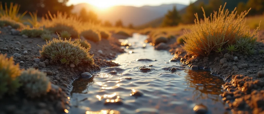 Symbolizing Flow/Cleansing: A local Bitterbrush babbling mountain creek. - AI Generated