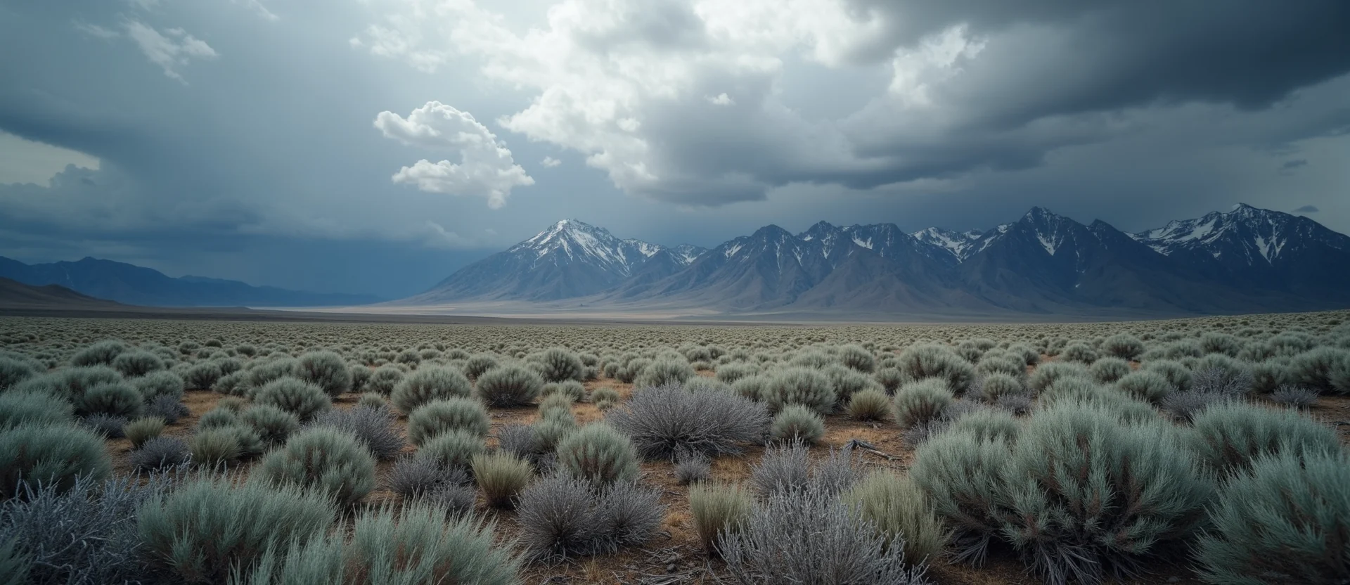Symbolizing Stability/Peak: A local Bitterbrush distant Sierra horizon. - AI Generated