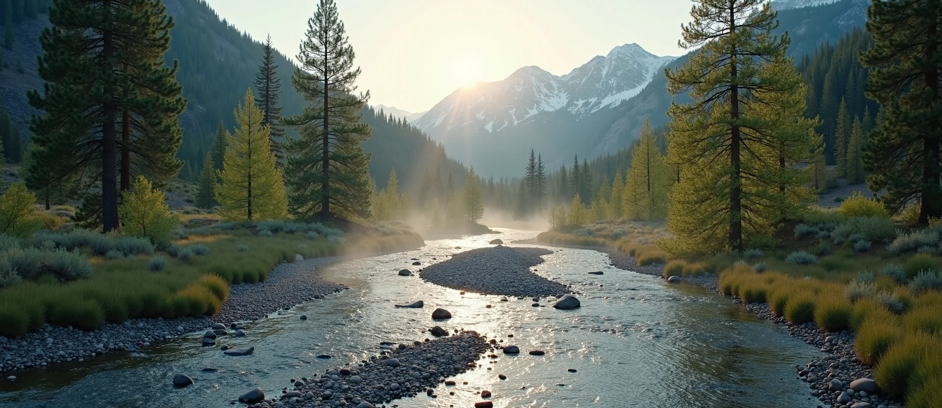 Symbolizing Flow/Cleansing: A local Quaking Aspen clear cold snowmelt stream. - AI Generated