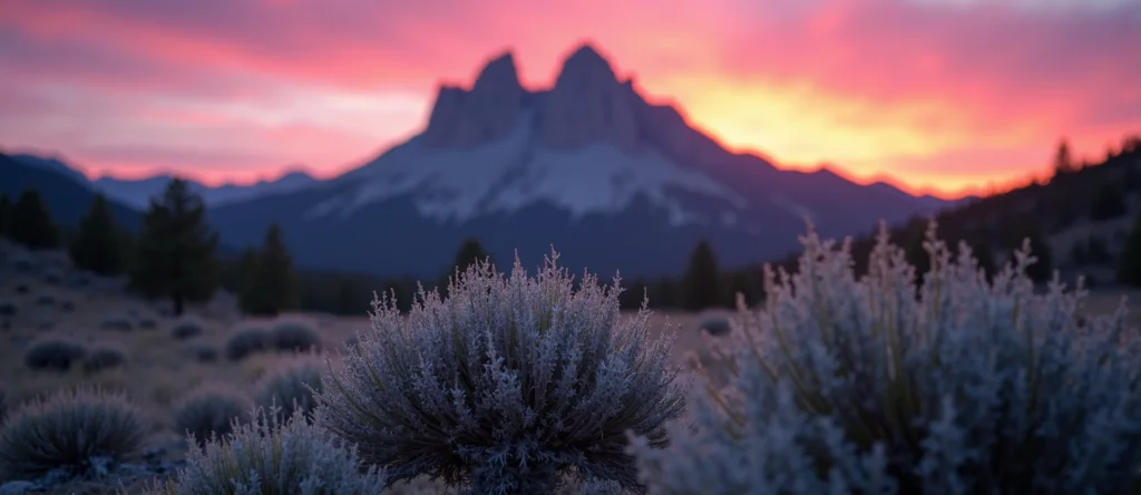 Symbolizing Stability/Peak: A local Indian Paintbrush jagged granite peak. - AI Generated