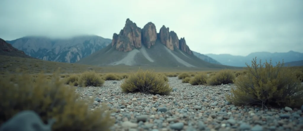 Symbolizing Stability/Peak: A local Bitterbrush jagged granite peak. - AI Generated