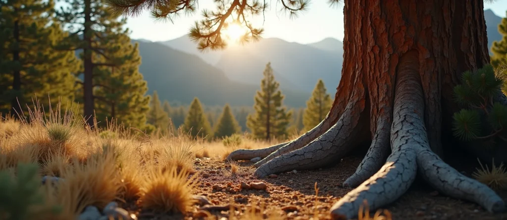Symbolizing Growth/Resilience: A local Desert Peach gnarled juniper roots. - AI Generated