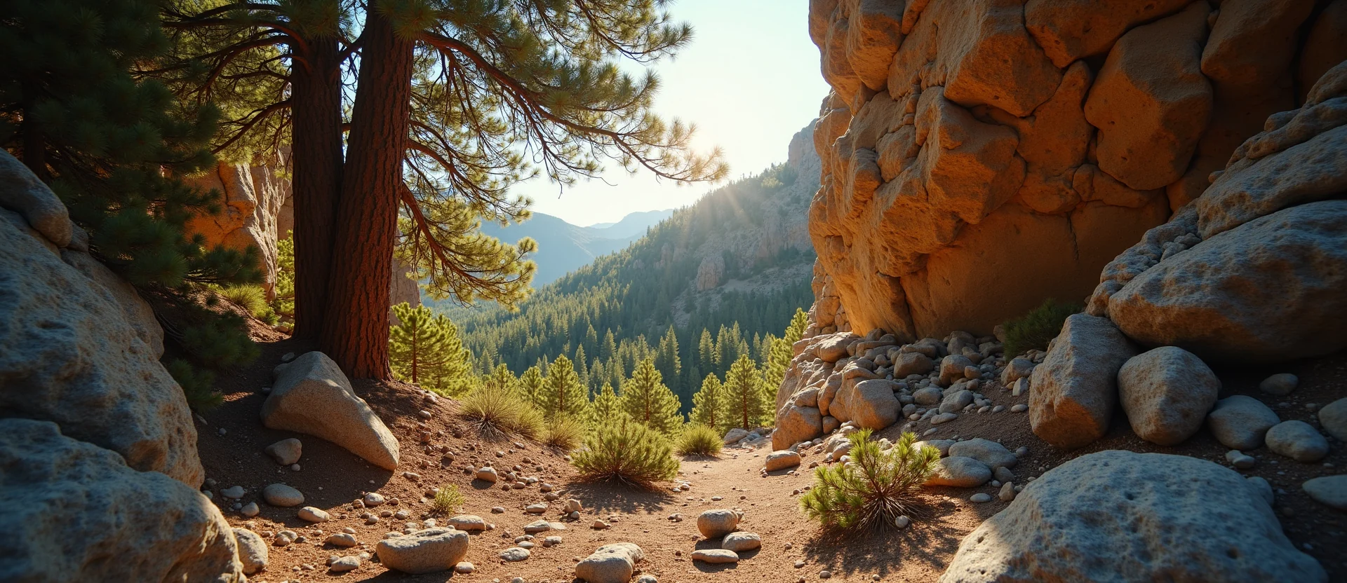 Symbolizing Growth/Resilience: A local Ponderosa Pine tree growing out of a rock cleft. - AI Generated