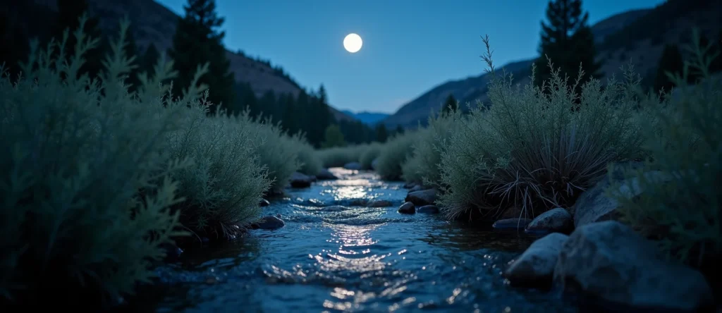 Symbolizing Flow/Cleansing: A local Sagebrush (Artemisia tridentata) babbling mountain creek. - AI Generated