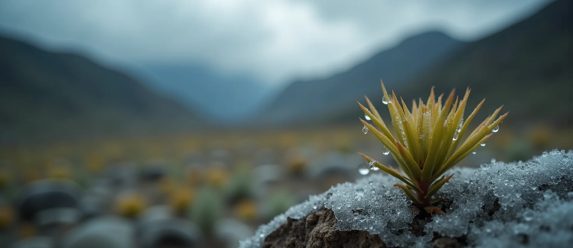 Symbolizing Flow/Cleansing: A local Indian Paintbrush raindrops on desert leaves. - AI Generated