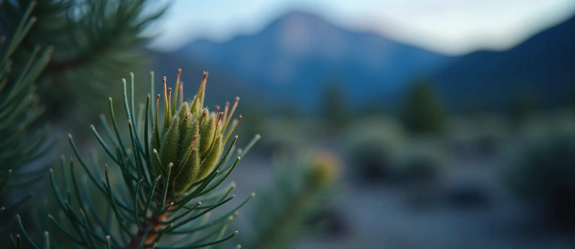 Symbolizing Seed/New Beginning: A local Indian Paintbrush new green bud on a branch. - AI Generated