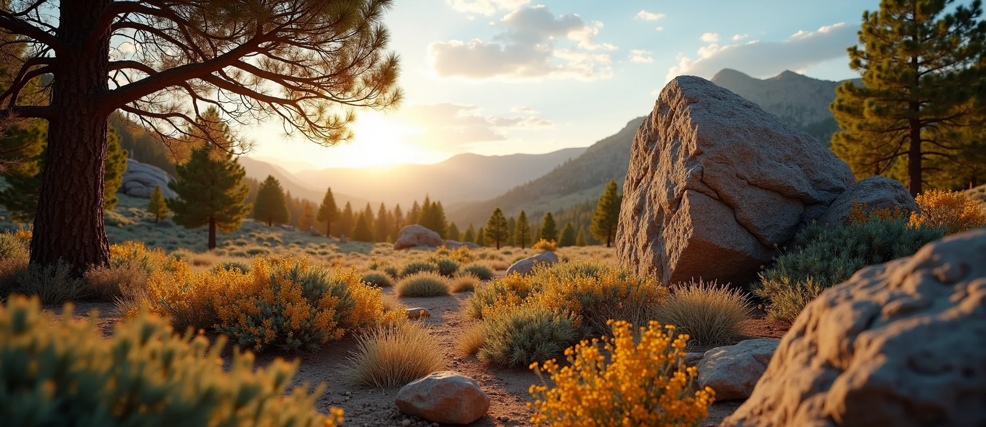 Symbolizing Stability/Peak: A local Indian Paintbrush unshakable boulder. - AI Generated