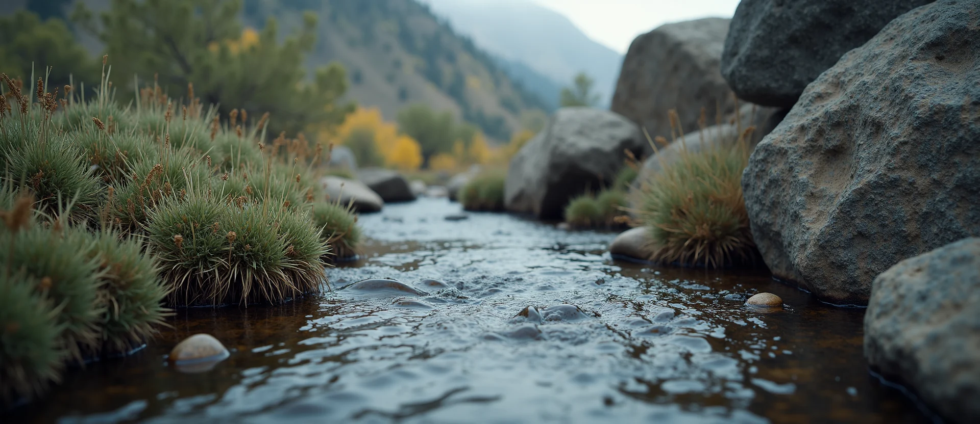 Symbolizing Flow/Cleansing: A local Quaking Aspen clear cold snowmelt stream. - AI Generated