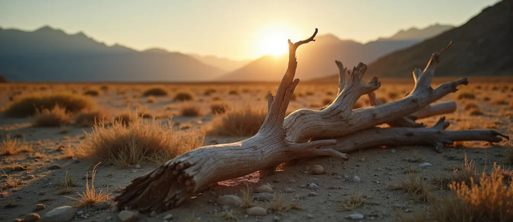Symbolizing Growth/Resilience: A local Desert Peach sturdy weathered tree trunk. - AI Generated