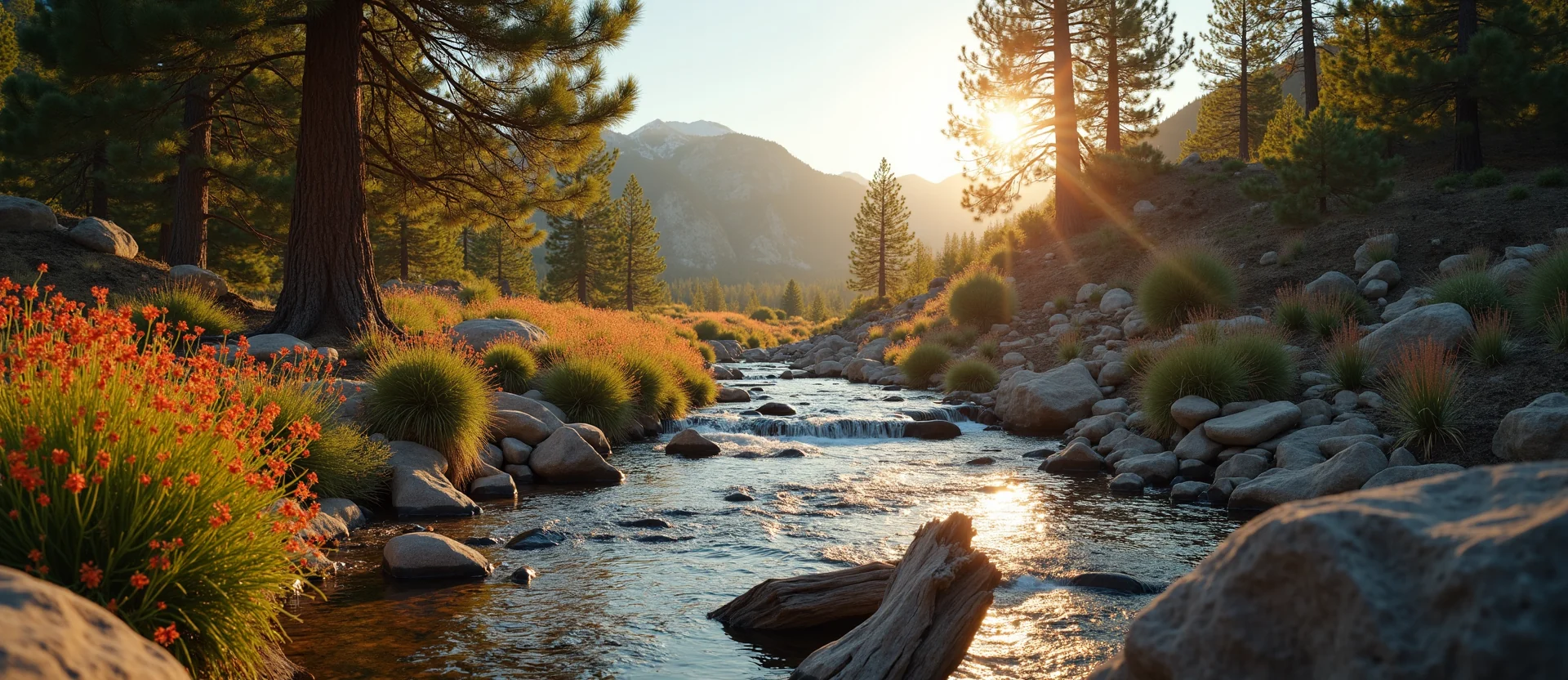Symbolizing Flow/Cleansing: A local Indian Paintbrush hidden small waterfall. - AI Generated