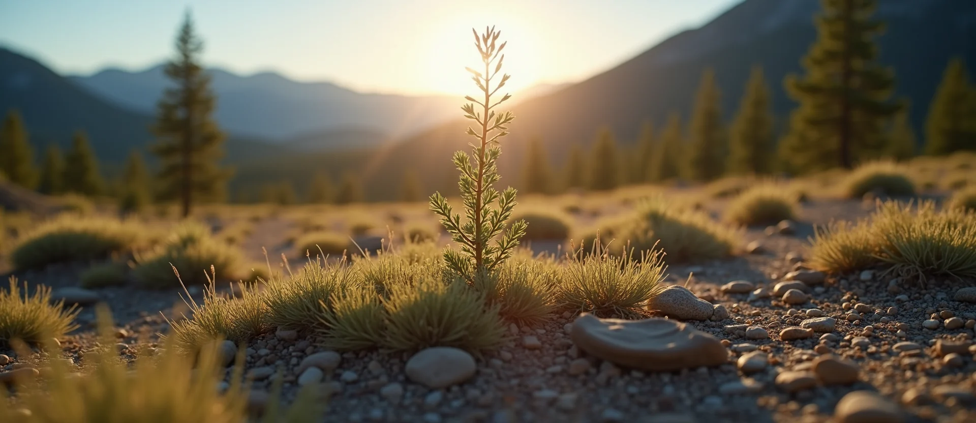 Symbolizing Seed/New Beginning: A local Rabbitbrush sprouting sagebrush seedling. - AI Generated
