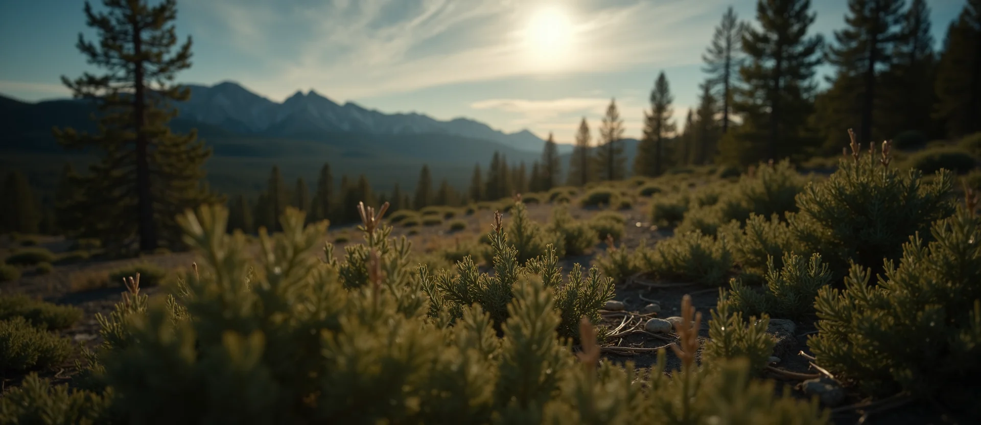 Symbolizing Stability/Peak: A local Quaking Aspen distant Sierra horizon. - AI Generated