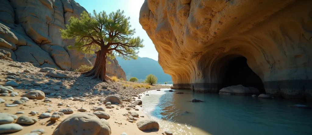 Symbolizing Growth/Resilience: A local Sierra Juniper tree growing out of a rock cleft. - AI Generated