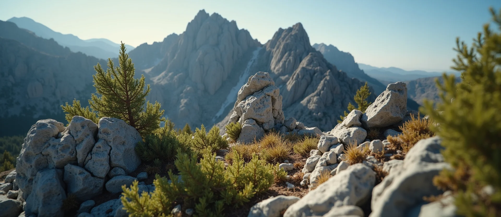 Symbolizing Stability/Peak: A local Manzanita jagged granite peak. - AI Generated