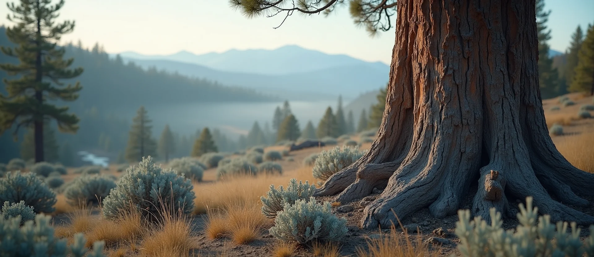 Symbolizing Growth/Resilience: A local Mountain Mahogany sturdy weathered tree trunk. - AI Generated