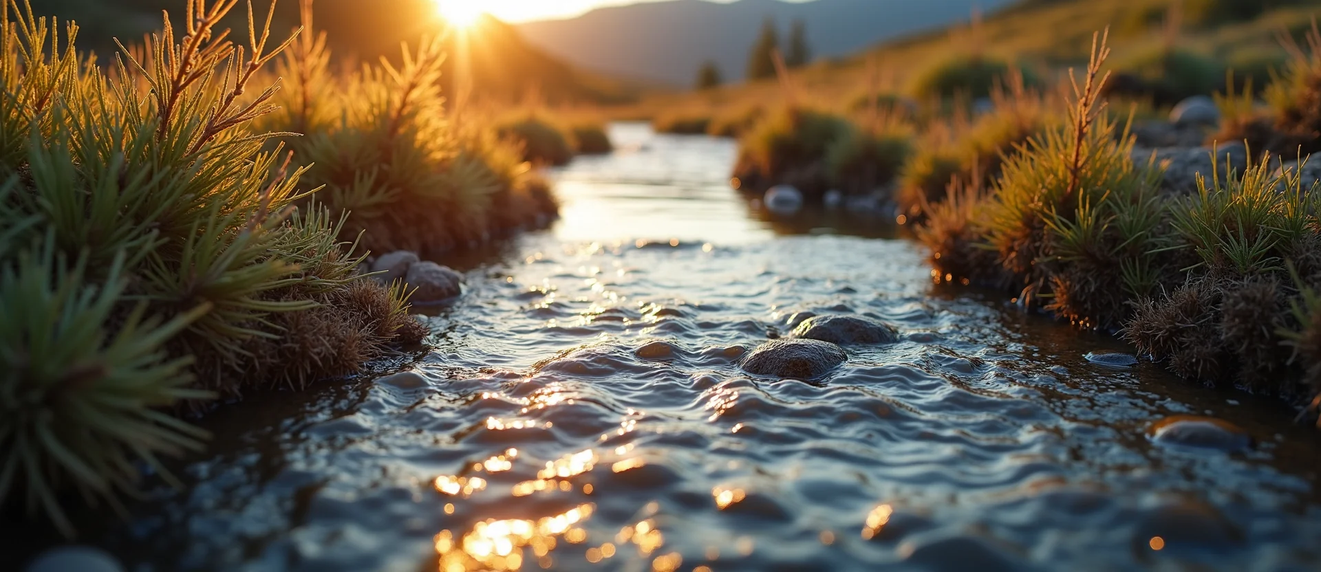 Symbolizing Flow/Cleansing: A local Rabbitbrush babbling mountain creek. - AI Generated