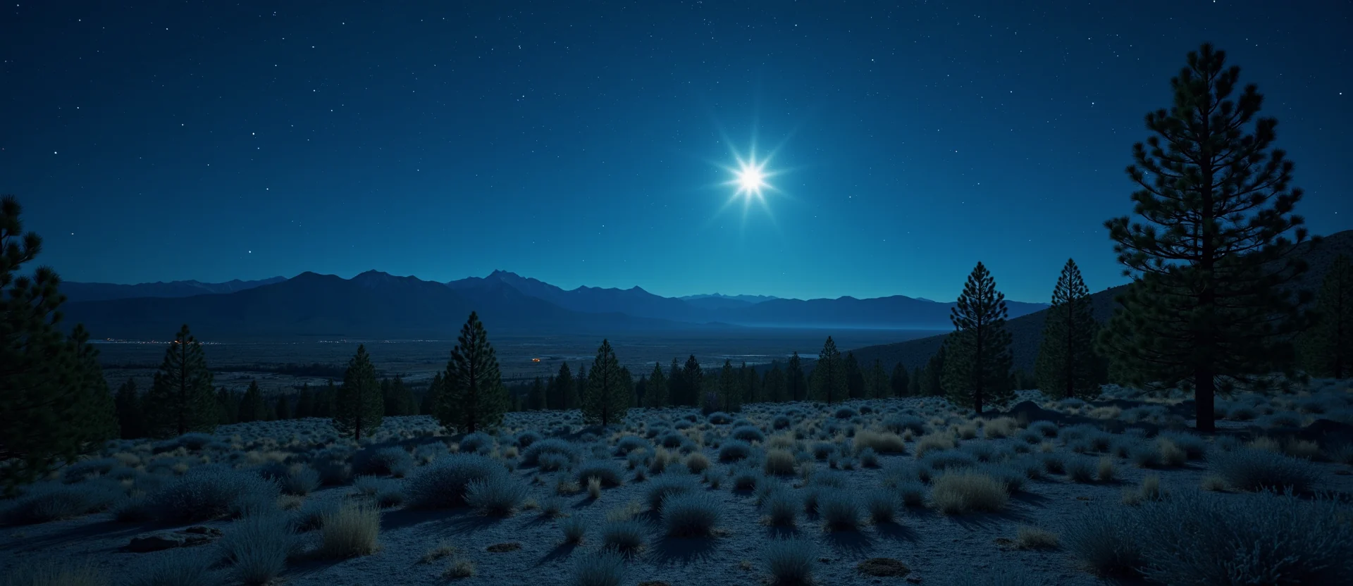 Symbolizing Stability/Peak: A local Quaking Aspen distant Sierra horizon. - AI Generated
