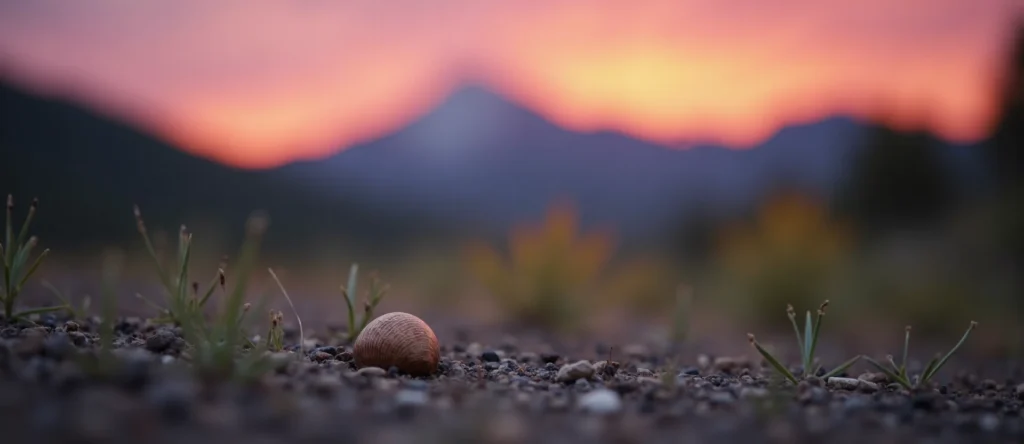 Symbolizing Seed/New Beginning: A local Indian Paintbrush single pine seed on dry earth. - AI Generated