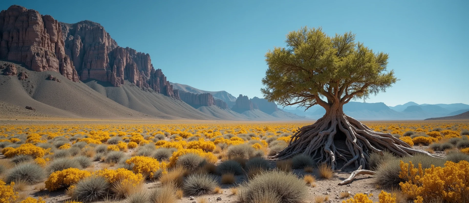 Symbolizing Growth/Resilience: A local Indian Paintbrush tree growing out of a rock cleft. - AI Generated