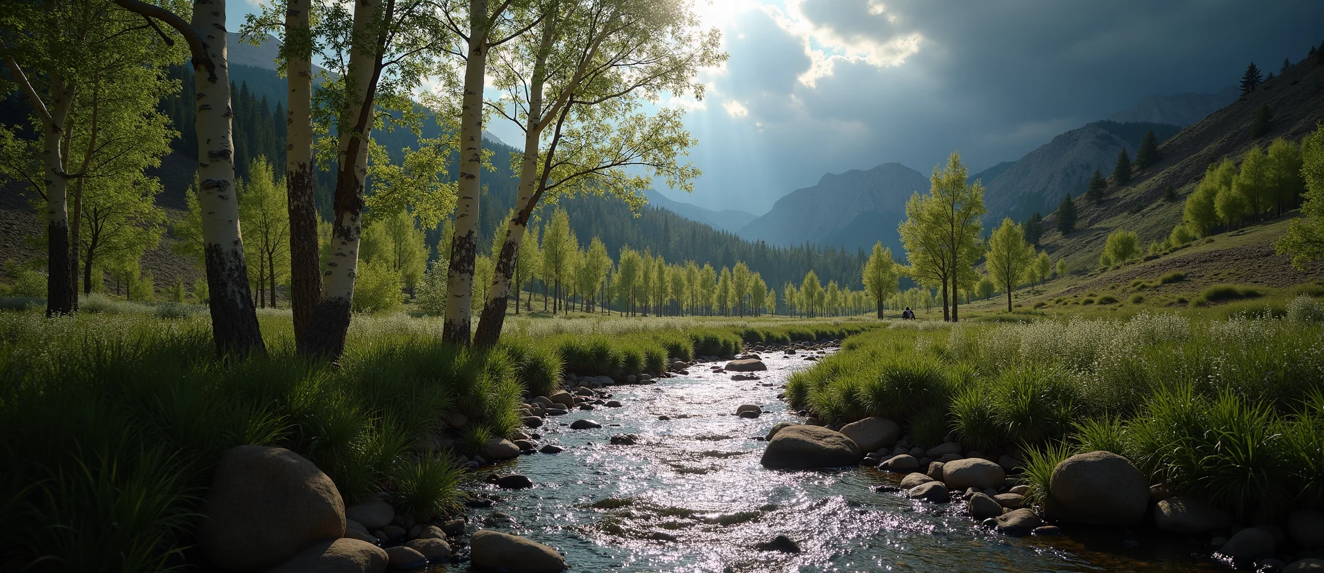 Symbolizing Flow/Cleansing: A local Quaking Aspen babbling mountain creek. - AI Generated