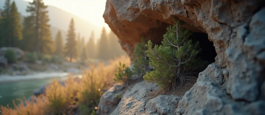 Symbolizing Growth/Resilience: A local Indian Paintbrush tree growing out of a rock cleft. - AI Generated