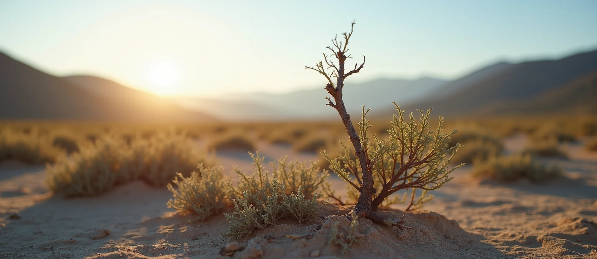 Symbolizing Growth/Resilience: A local Sagebrush (Artemisia tridentata) new branch reaching for the sky. - AI Generated