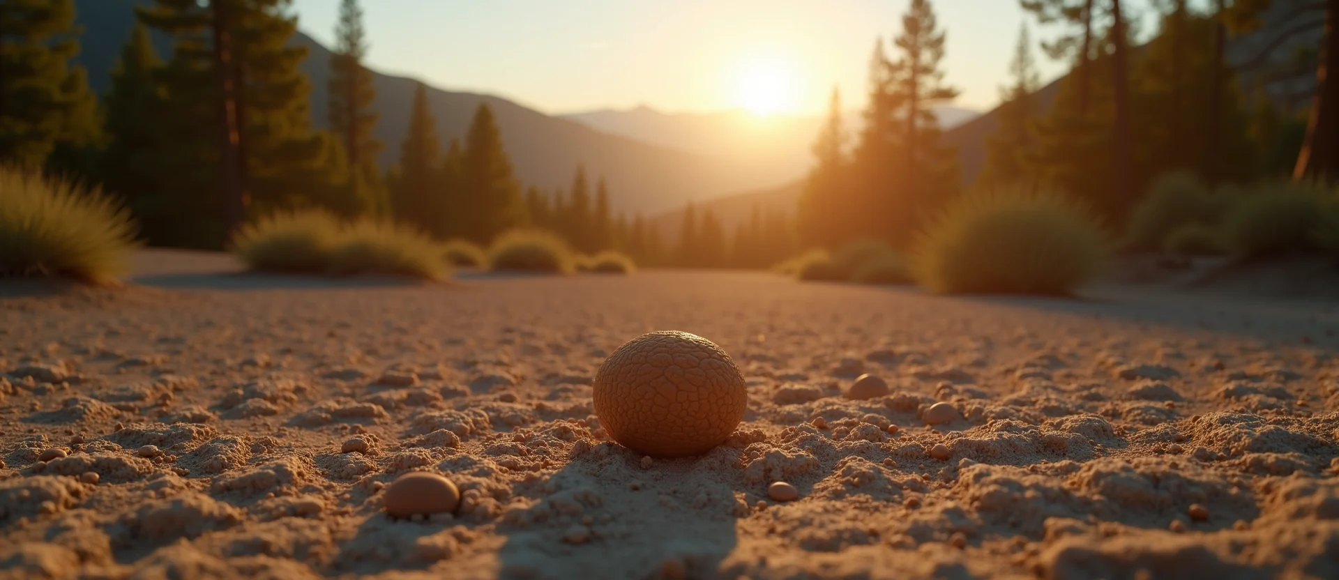 Symbolizing Seed/New Beginning: A local Ponderosa Pine single pine seed on dry earth. - AI Generated