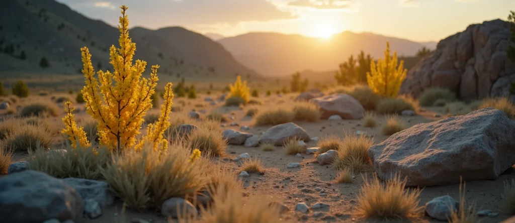 Symbolizing Growth/Resilience: A local Rabbitbrush thriving aspen grove. - AI Generated