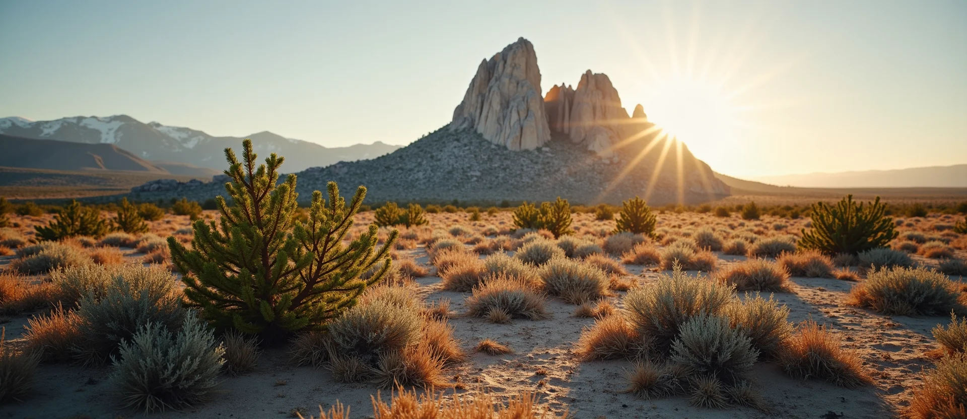 Symbolizing Stability/Peak: A local Rabbitbrush jagged granite peak. - AI Generated