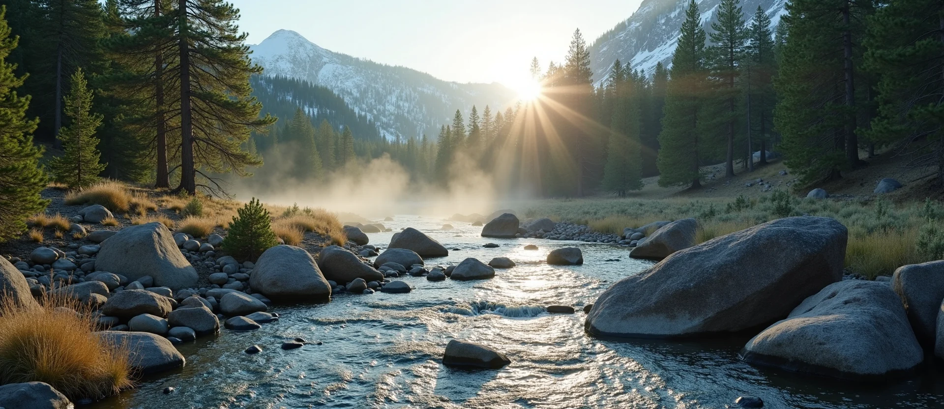 Symbolizing Flow/Cleansing: A local Ponderosa Pine clear cold snowmelt stream. - AI Generated