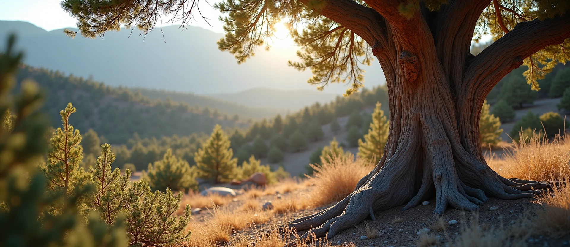Symbolizing Growth/Resilience: A local Mountain Mahogany sturdy weathered tree trunk. - AI Generated