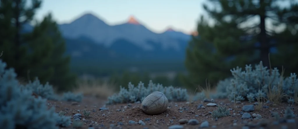 Symbolizing Seed/New Beginning: A local Sierra Juniper single pine seed on dry earth. - AI Generated