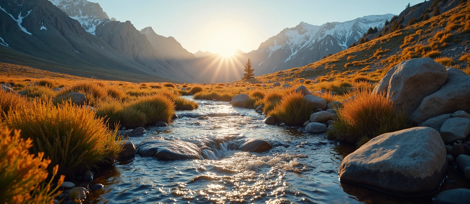 Symbolizing Flow/Cleansing: A local Indian Paintbrush babbling mountain creek. - AI Generated