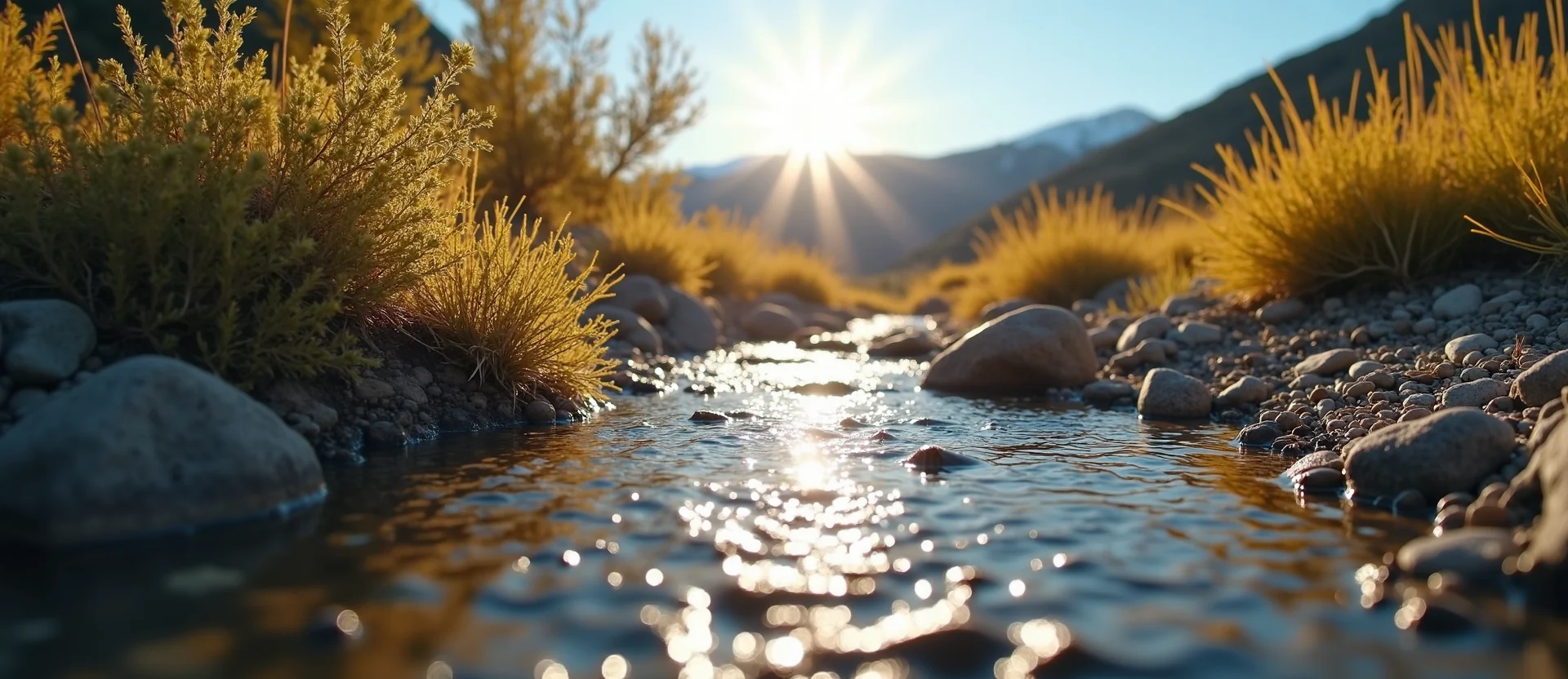 Symbolizing Flow/Cleansing: A local Rabbitbrush clear cold snowmelt stream. - AI Generated