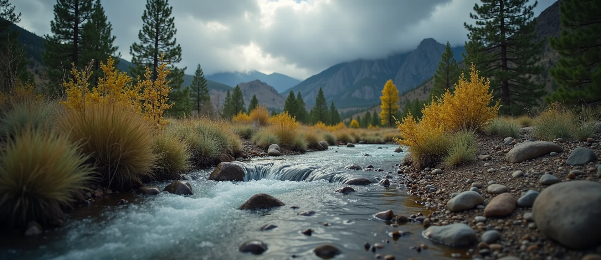 Symbolizing Flow/Cleansing: A local Quaking Aspen hidden small waterfall. - AI Generated