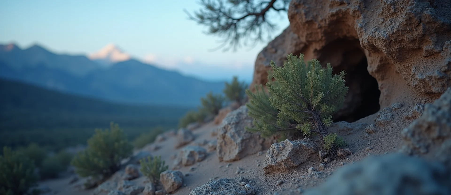 Symbolizing Growth/Resilience: A local Desert Peach tree growing out of a rock cleft. - AI Generated