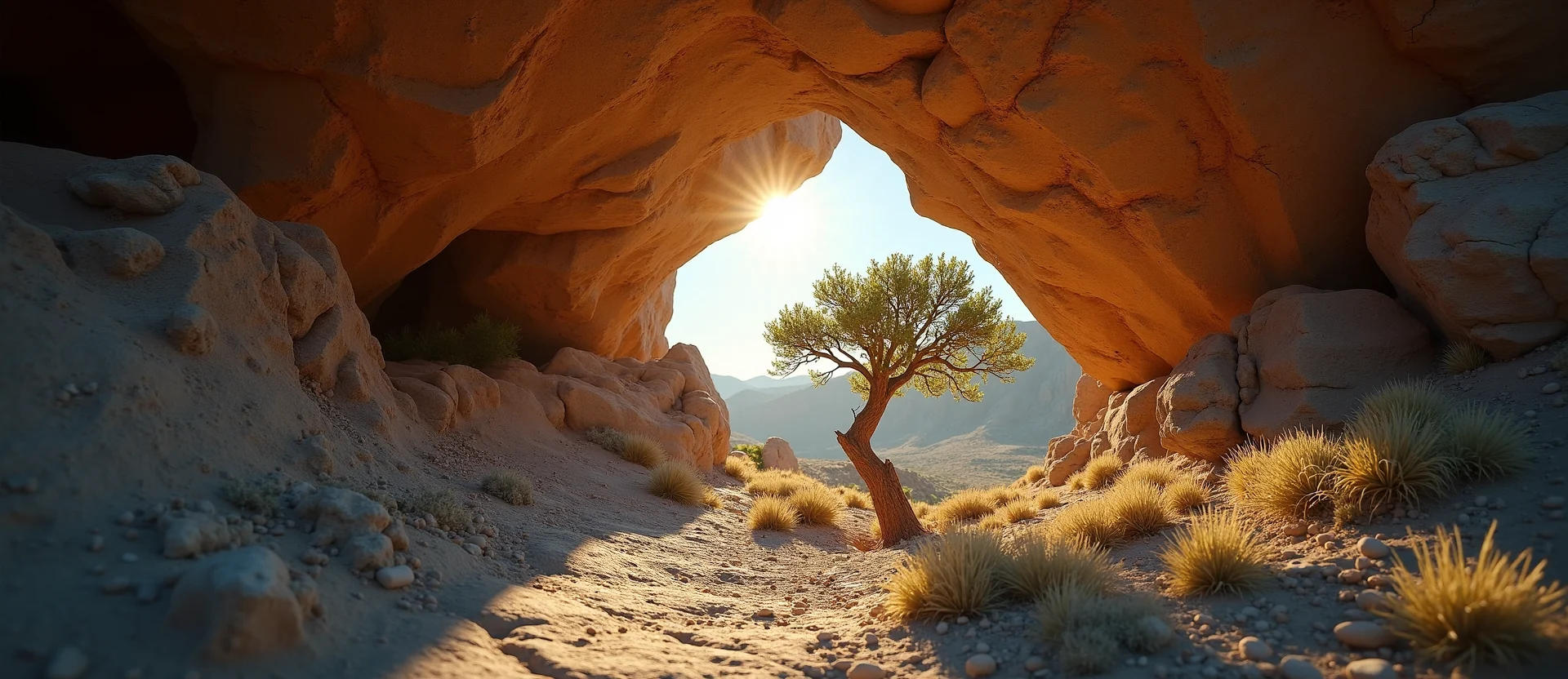 Symbolizing Growth/Resilience: A local Rabbitbrush tree growing out of a rock cleft. - AI Generated