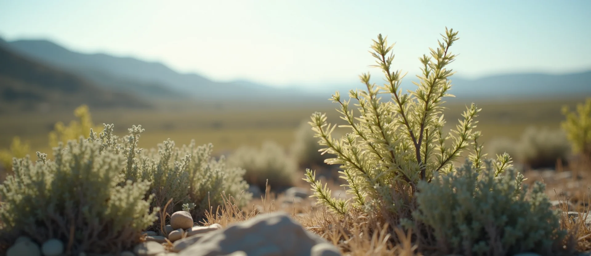 Symbolizing Stability/Peak: A local Rabbitbrush distant Sierra horizon. - AI Generated