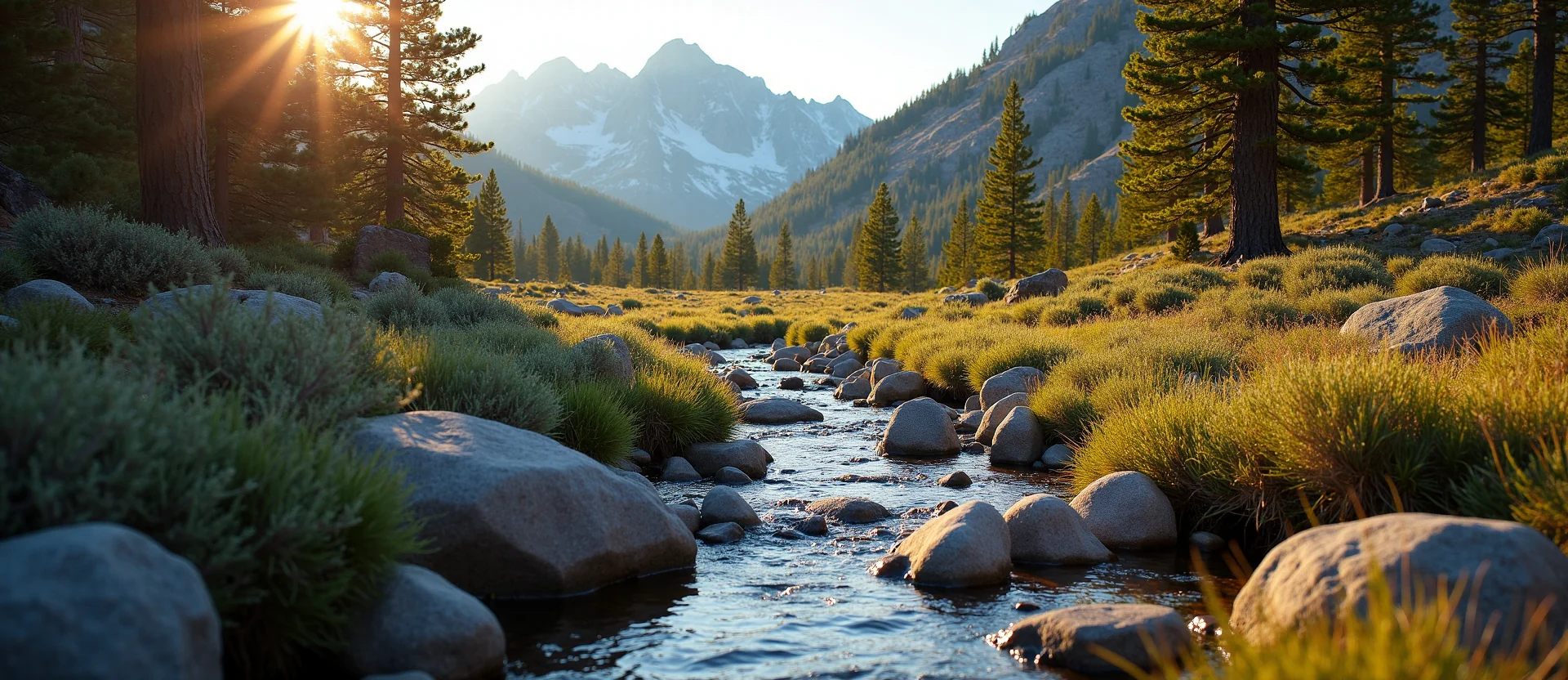 Symbolizing Flow/Cleansing: A local Bitterbrush clear cold snowmelt stream. - AI Generated