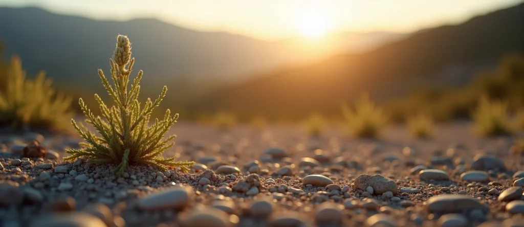 Symbolizing Seed/New Beginning: A local Mountain Mahogany sprouting sagebrush seedling. - AI Generated
