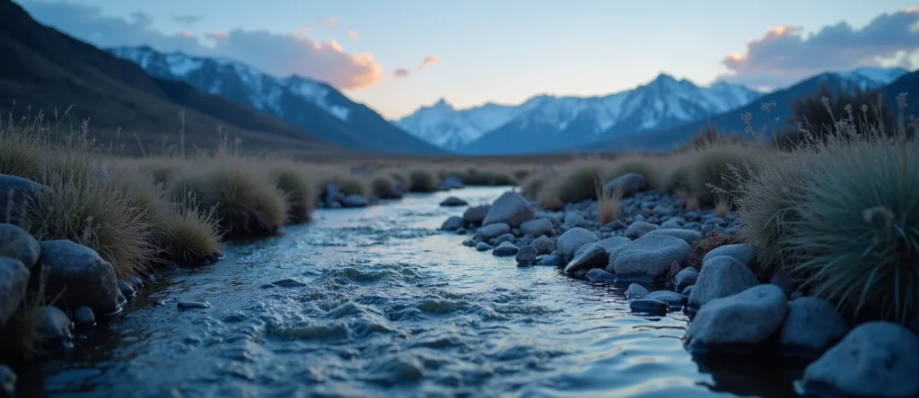Symbolizing Flow/Cleansing: A local Desert Peach babbling mountain creek. - AI Generated