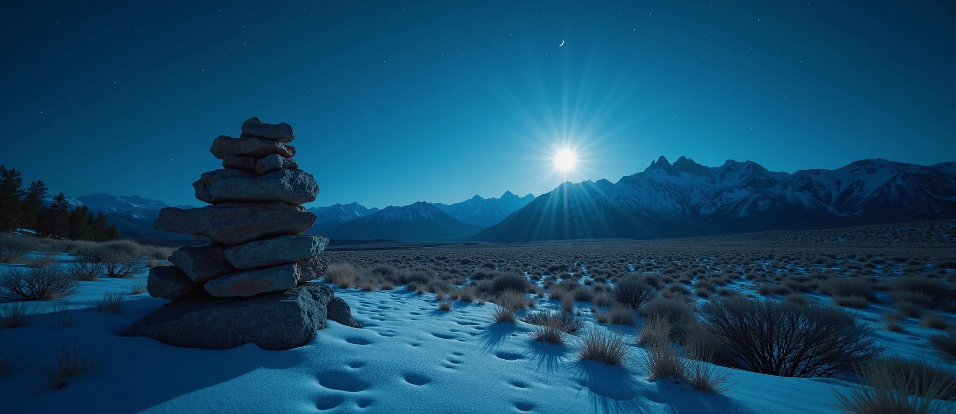 Symbolizing Stability/Peak: A local Desert Peach ancient rock cairn. - AI Generated