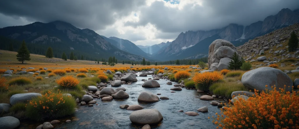 Symbolizing Flow/Cleansing: A local Indian Paintbrush smooth Truckee river stones. - AI Generated