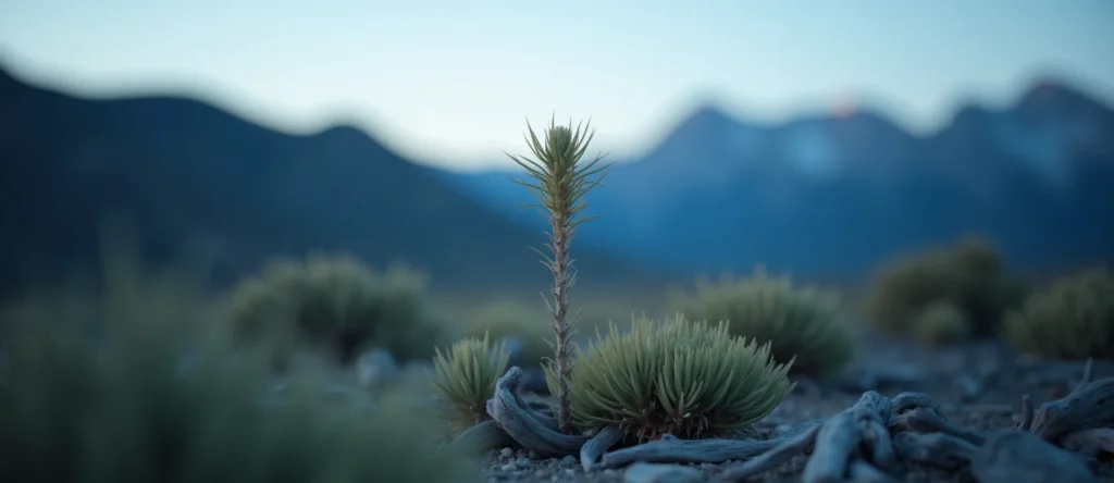 Symbolizing Seed/New Beginning: A local Rabbitbrush sprouting sagebrush seedling. - AI Generated