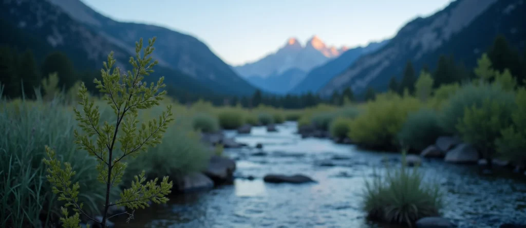 Symbolizing Flow/Cleansing: A local Bitterbrush clear cold snowmelt stream. - AI Generated